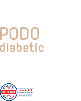 professionelle pflege peclavus 로고, podo diabetic 로고, zertifizierte naturkosmetik 인증마크, SHER GUT 인증마크